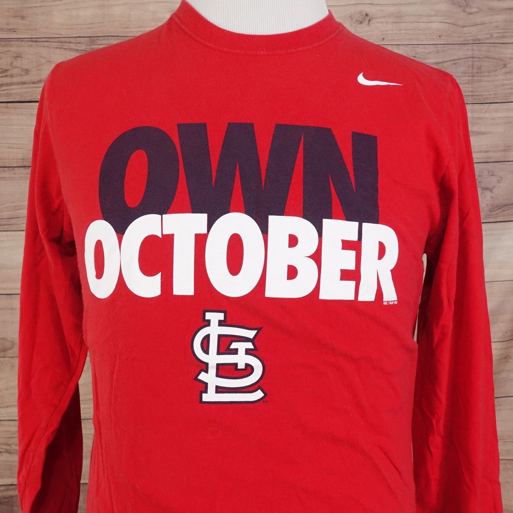 ST LOUIS CARDINALS LOGO OWN OCTOBER NIKE STANDARD FIT LONG SLEEVE TSHIRT SZ L